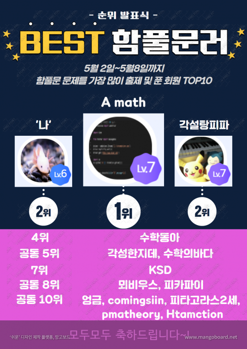 [함풀문 챌린지] 제 2회 순위발표식~~!