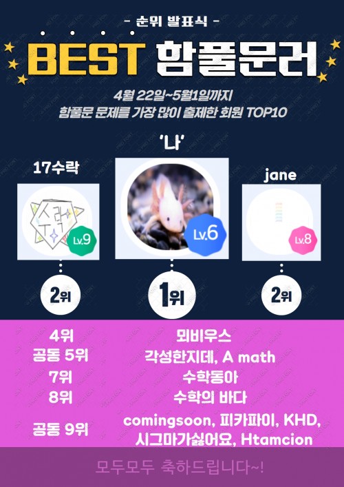 [함풀문 챌린지] 제 1회 순위발표식~~!