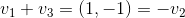 v_1+v_3=(1, -1)=-v_2