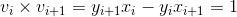 v_{i}    imes v_{i+1}=y_{i+1}x_{i}-y_{i}x_{i+1}=1