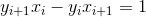 y_{i+1}x_{i}-y_{i}x_{i+1}=1